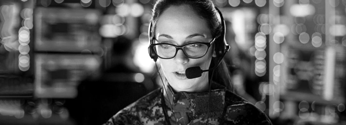 Military Surveillance Officer in Headset