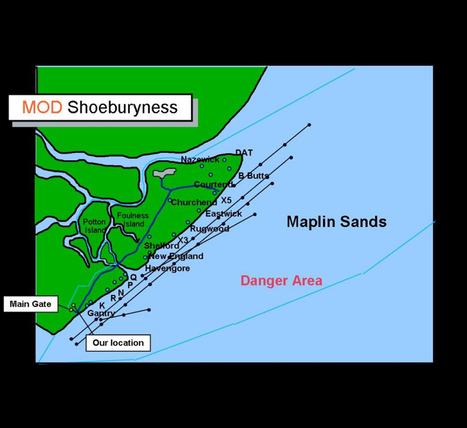 MOD Shoeburyness danger areas