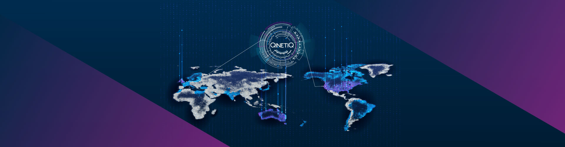 World map graphic pointing to QinetiQ locations