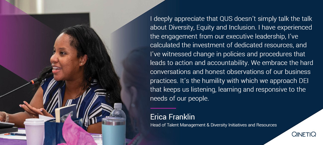 Image and quote from Erica Franklin, Head of Talent Management & Diversity initiatives and Resources