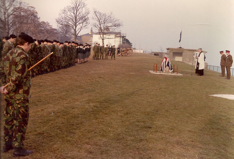 Dedication and unveiling of the Memorial Cairn on 26 February 1985 (P&EE)