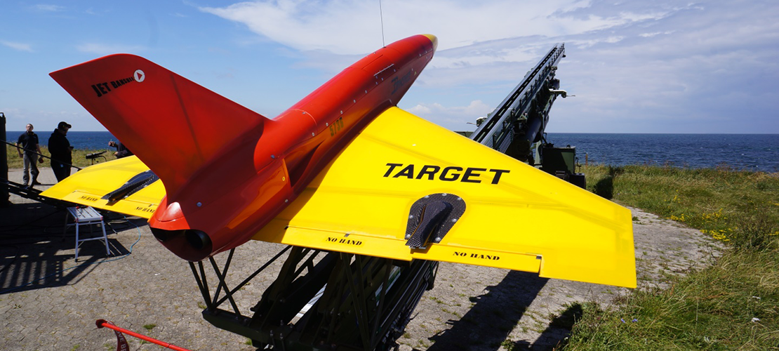 Target Solutions Banshee Target on launcher pointed towards the sea