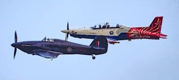 As part of ETPS’s 80th anniversary celebrations, a fly-past took place featuring a Hurricane and PC-21 in formation.