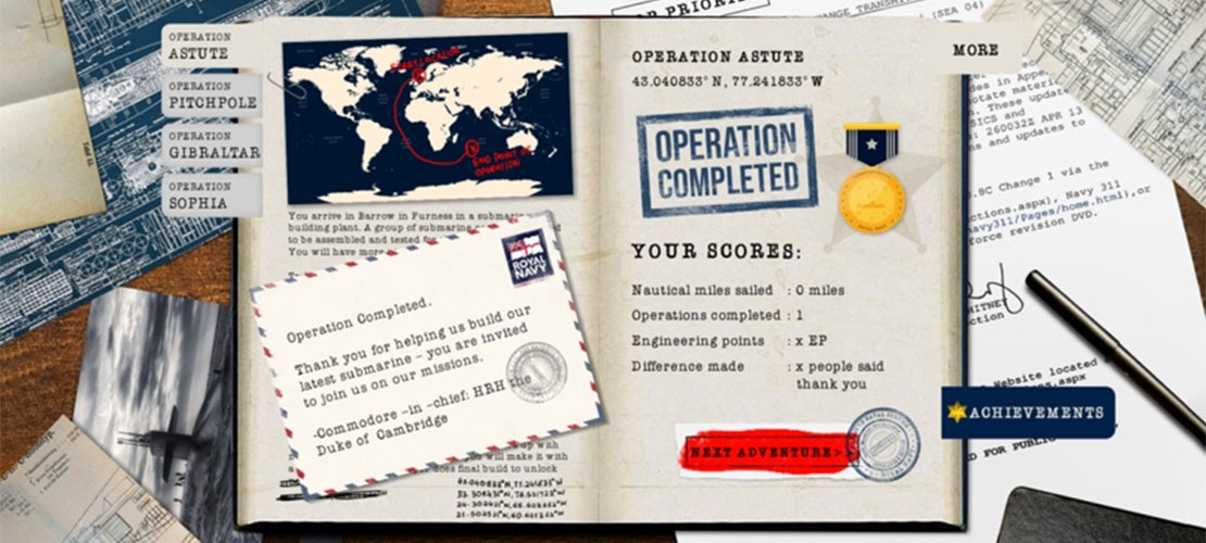 Gamification to support the military - image showing game over results page