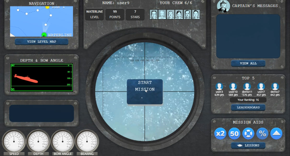 xCite training tool - showing submarine based training game