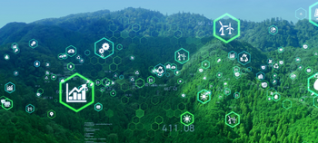 Environment - conceptual image - hexagons overlaid on rain forest image