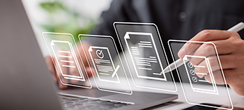 Laptop screen with icons