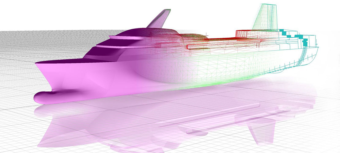 Paramarine Cruise Ship image showing CAD style image wireframe of cruise ship