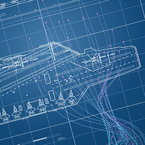 Digital Experimentation Platforms thumbnail - image showing blueprint overhead view of aircraft carrier deck with aircraft on the deck