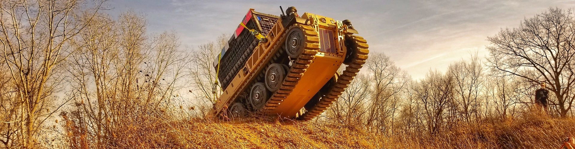 U.S. Army Robotic Combat Vehicle driving over a hill