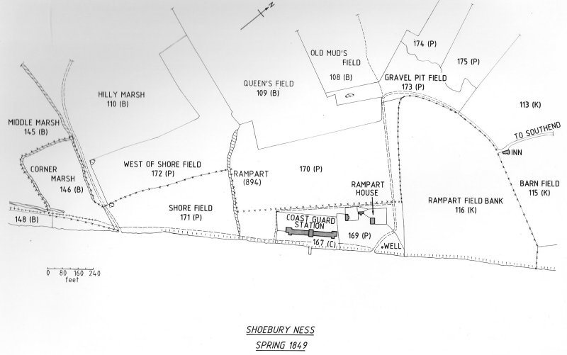 First lands purchased by the Board of Ordnance on the Ness at South Shoebury