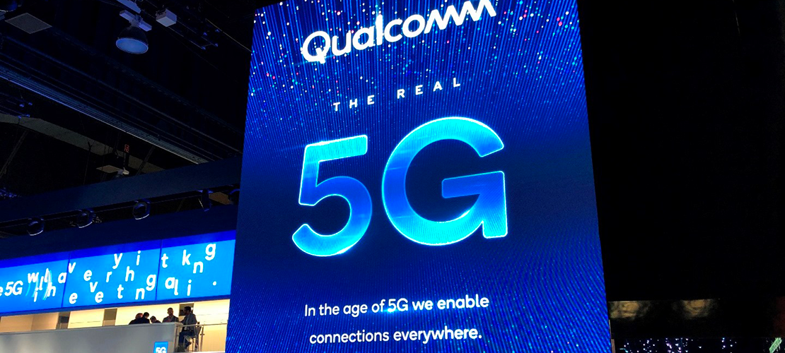 CES 2019 image showing large Qualcomm 5G sign