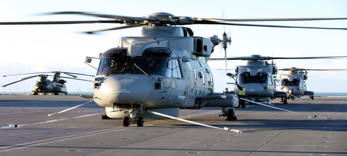 Ship Air Integration - picture of AgustaWestland AW101 Merlin Helicopter on ship