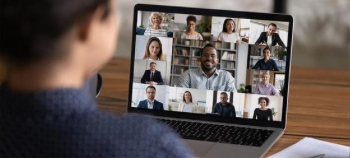Working person on a video call with other colleagues