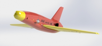 Banshee Jet 80 Plus Target in US Army livery red and yellow in flight