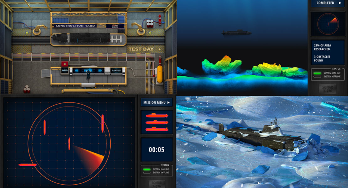 Gamification to support the military - image showing four different gaming scenarios